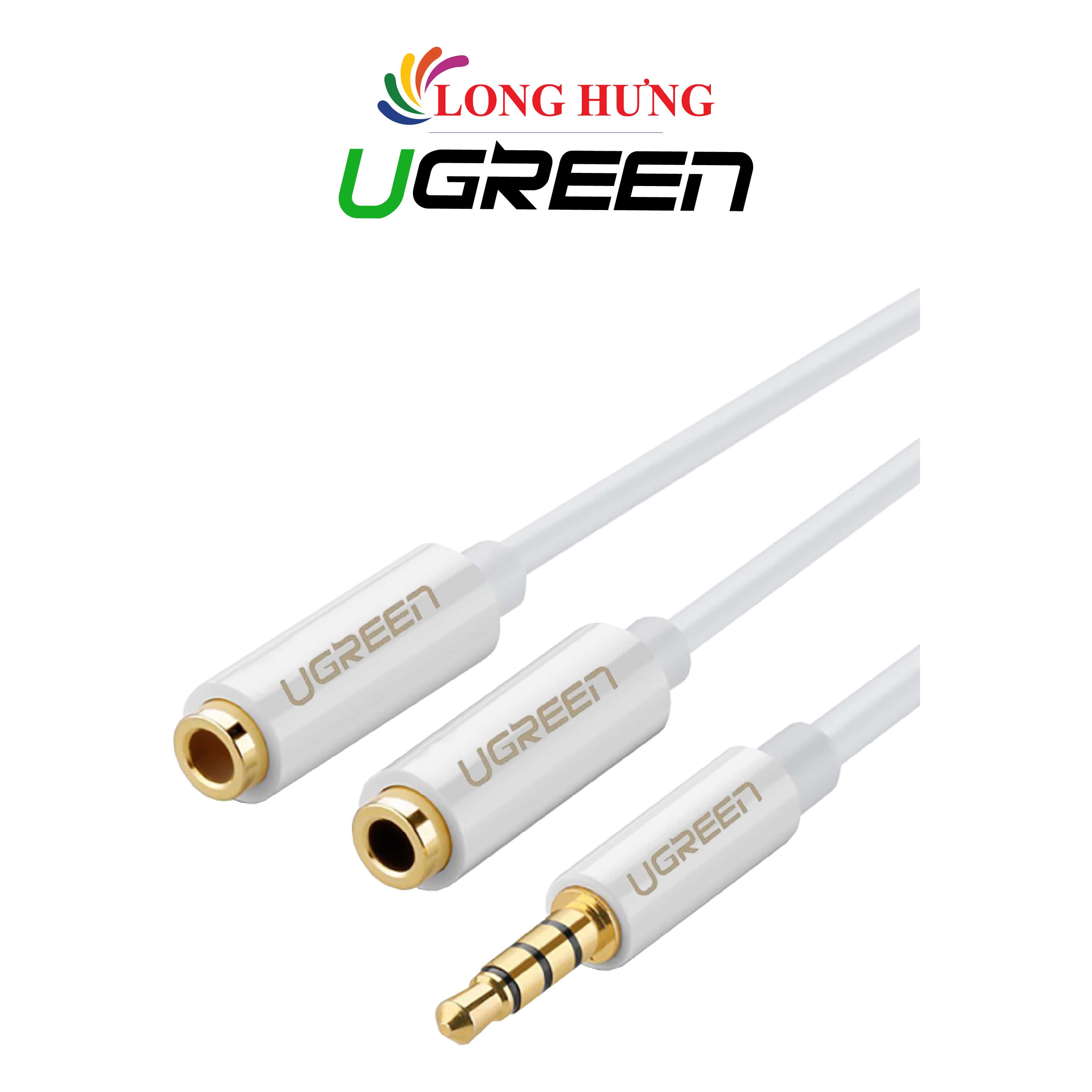 Cáp chuyển AV 3.5mm sang 2 đầu tai nghe Ugreen Audio Cable 25cm AV134 - Hàng chính hãng