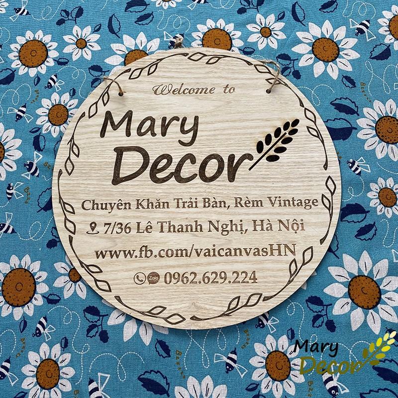 Khăn trải bàn Mary Decor trang trí bàn ăn đậm chất vintage - họa tiết Hướng dương xanh KB-M07