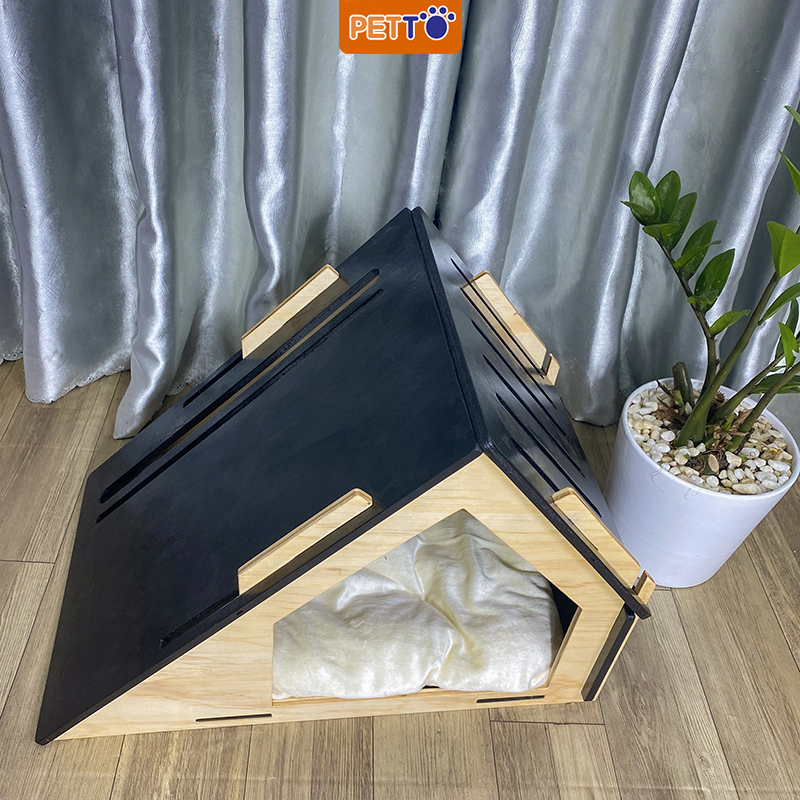Nhà Gỗ Gác Mái Hiện Đại Và Sang Trọng Dành Cho Chó Mèo DH001