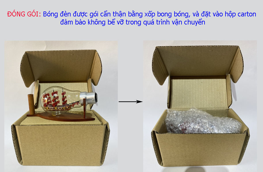 Thuyền trang trí trong bóng đèn