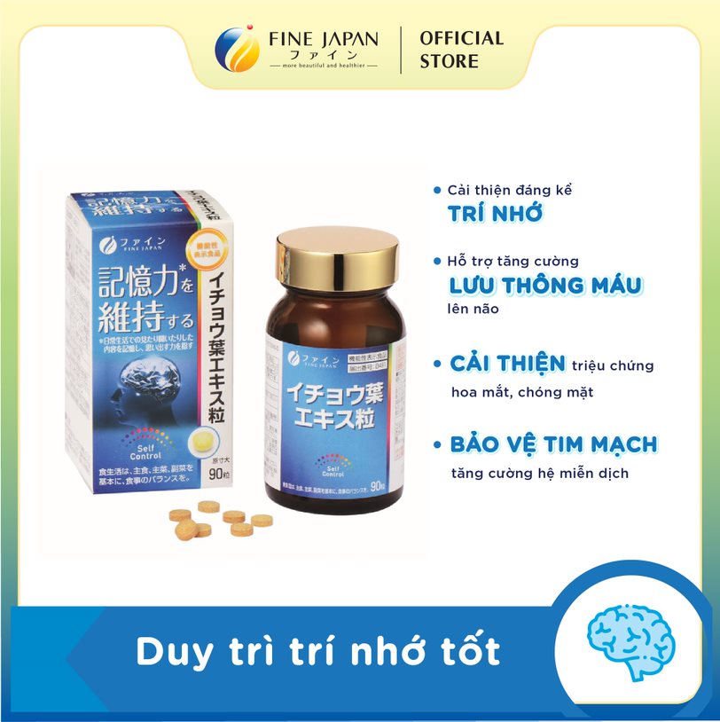 Viên Uống Bạch Quả Ginkgo Fine Japan Hỗ Trợ Chức Năng Não Hộp 18g (90 viên)