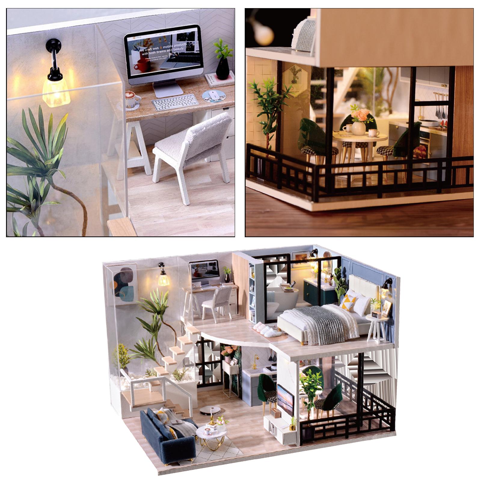 Miniature Wood Dollhouse Furniture Kit Cottage Puzzles Building Kit Toy