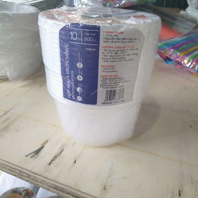 Hộp nhựa tròn 500ml(10h kèm nắp)