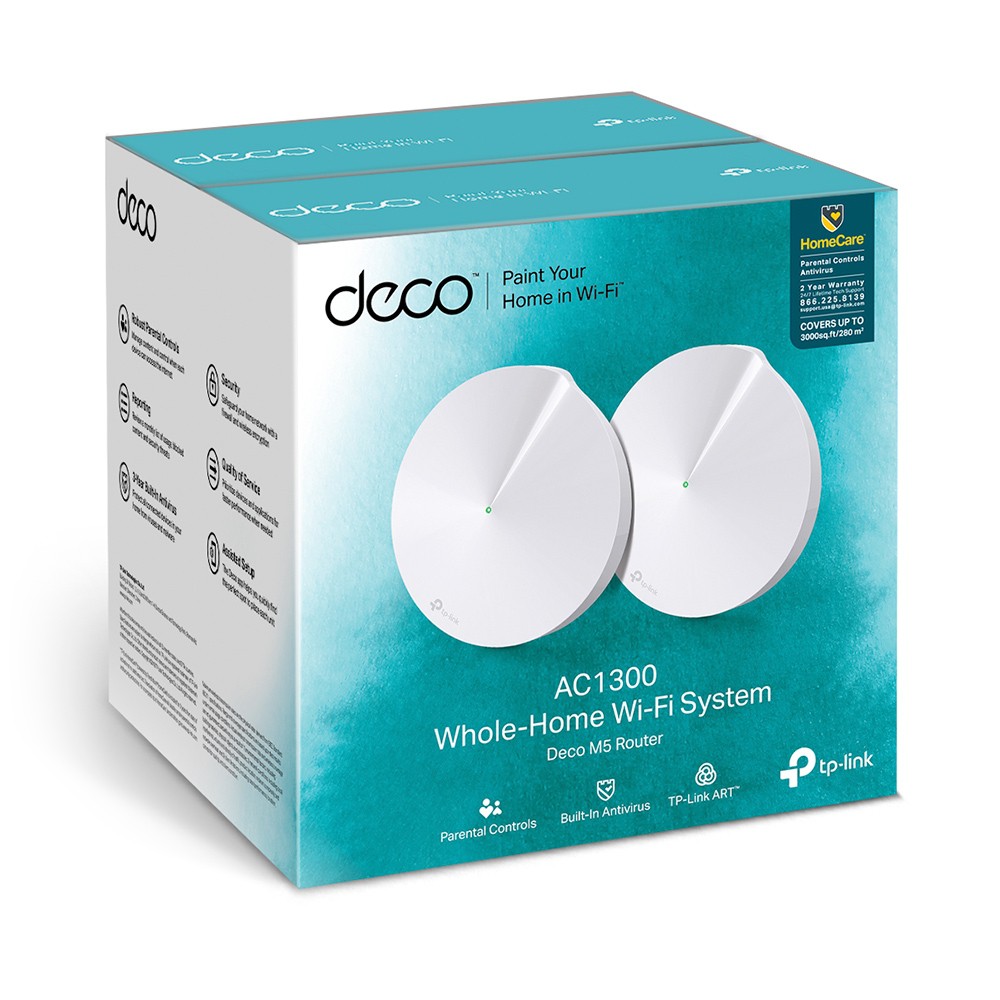 Bộ Phát Wifi Mesh TP-Link Deco M5 (2-pack)  Băng Tần Kép MU-MIMO AC1300 - Hàng Chính Hãng