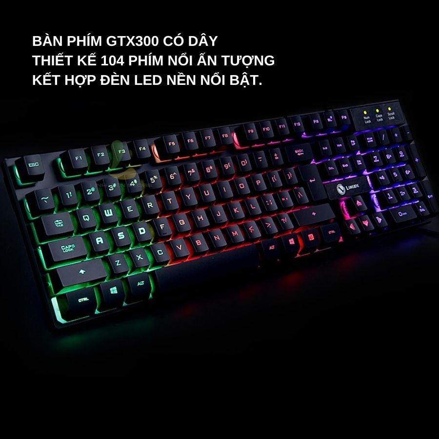 Combo bàn phím chuột  LIMEIDE GTX300 - Bộ bàn phím giả cơ và chuột gaming, đèn led cầu vồng siêu ấn tượng - Hàng nhập khẩu