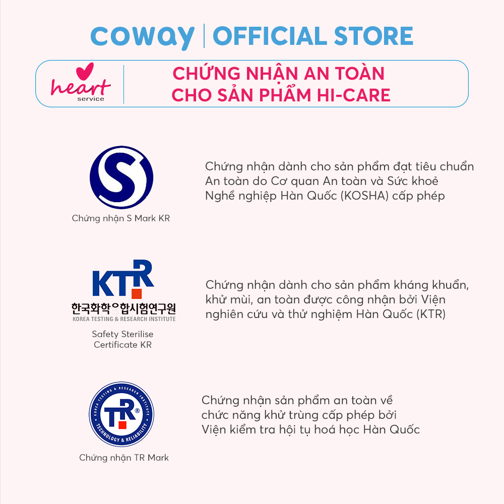 [1 năm] [E-Voucher] – Heart Service – Gói bảo dưỡng và chăm sóc Máy lọc không khí Coway tại nhà