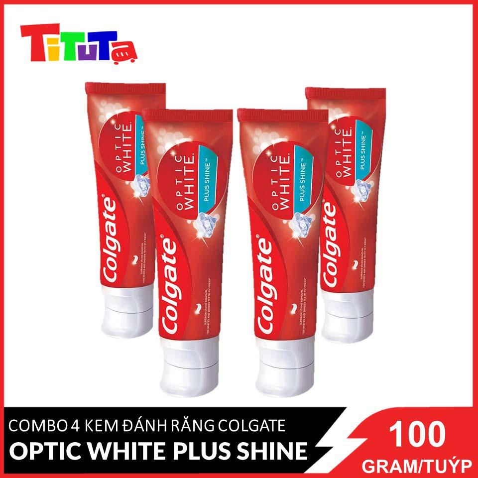 Bộ 4 Kem đánh răng Colgate Plus Shine làm trắng răng &amp; sáng răng 100g