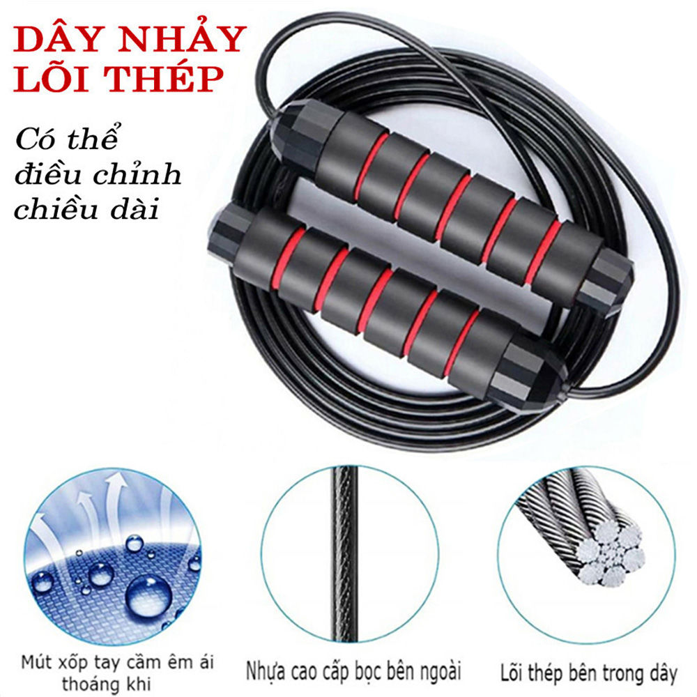 Dây nhảy thể dục lõi thép có thể điều chỉnh độ dài 2.8m không bị rối