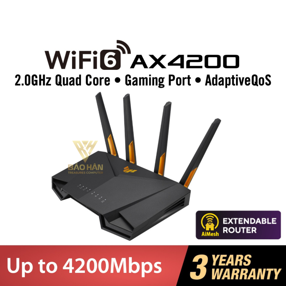 Bộ định tuyến chơi game WiFi 6 băng tần kép TUF Gaming AX4200 (router WiFi có thể mở rộng) - Hàng Chính Hãng