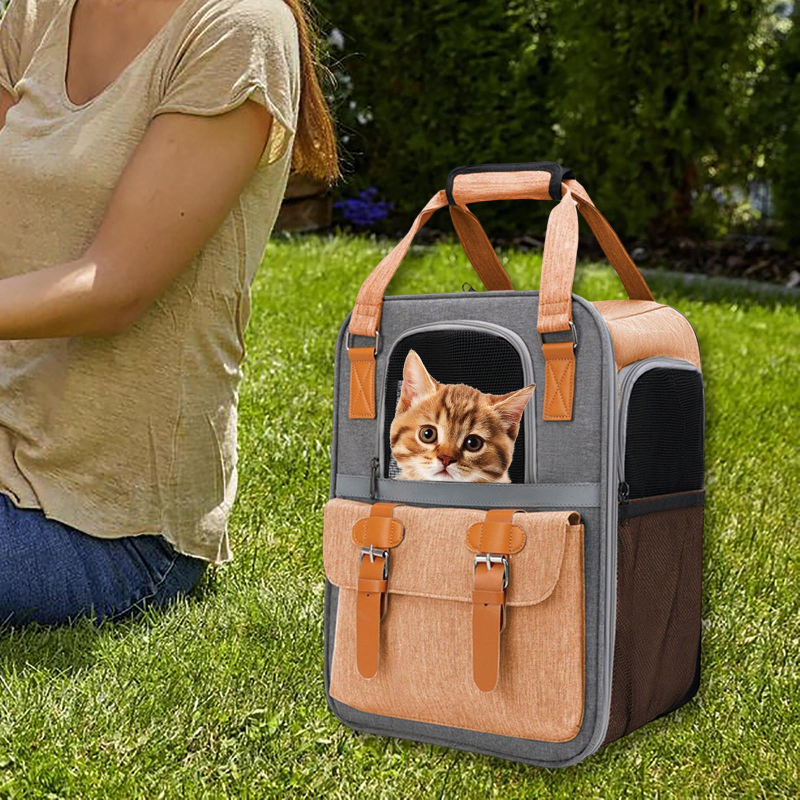 Portable Cat Carrier Backpack Dog Travel Bag with Shoulder Strap for Kitten