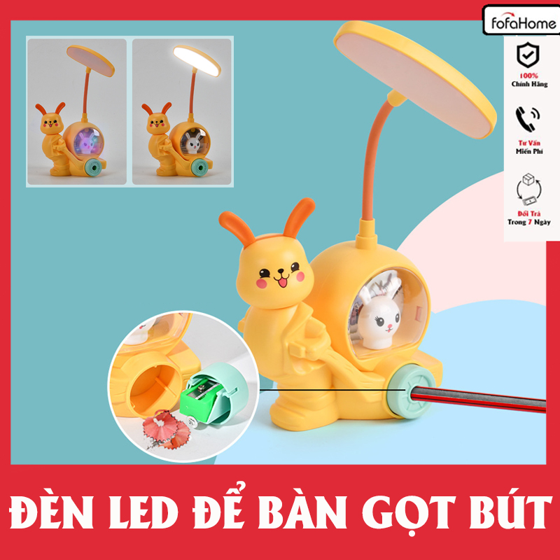 Đèn Học LED Sạc Pin Để Bàn Chống Cận Ngộ Ngĩnh Dễ Thương Kèm Hộp Bút Gọt Bút Chì Giao Màu Ngẫu Nhiên