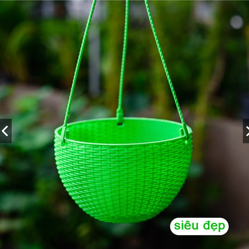 10 CHẬU nhựa treo đan mây,mẫu sang trọng,cứng dày đường kính 22x15cm-77521