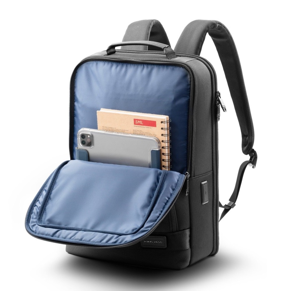 [CHÍNH HÃNG] Balo laptop 15.6 inch cao cấp Kingbag Turin chất vải oxford kết hợp da thật kiểu dáng thời trang đẳng cấp