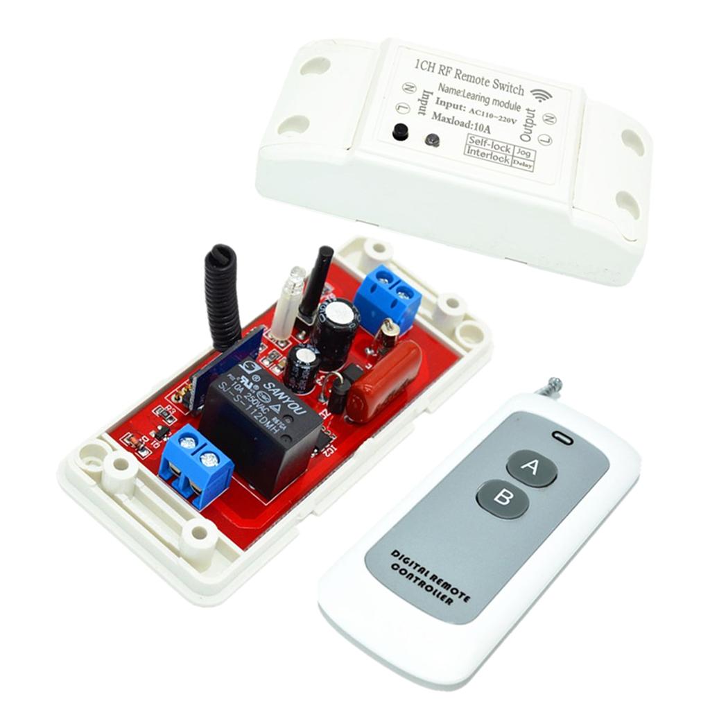433Mhz 220V Wireless with 2-key White Remote Control Relay Receiver Module