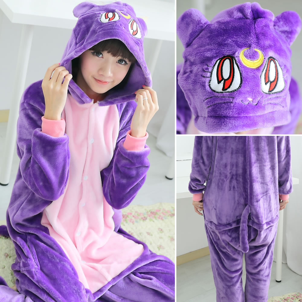 Bộ Đồ hình thú liền thân lông mịn Pijama dành Cho Người Lớn và Trẻ Em Hoạt Hình Cosplay