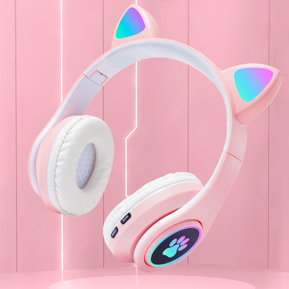 Tai nghe không dây Bluetooth Cat Ear Glow Light Stereo Mũ bảo hiểm Bass Trẻ em Girl Quà tặng PC Điện thoại Điện thoại Tai nghe Màu sắc: B39B Pro Purple