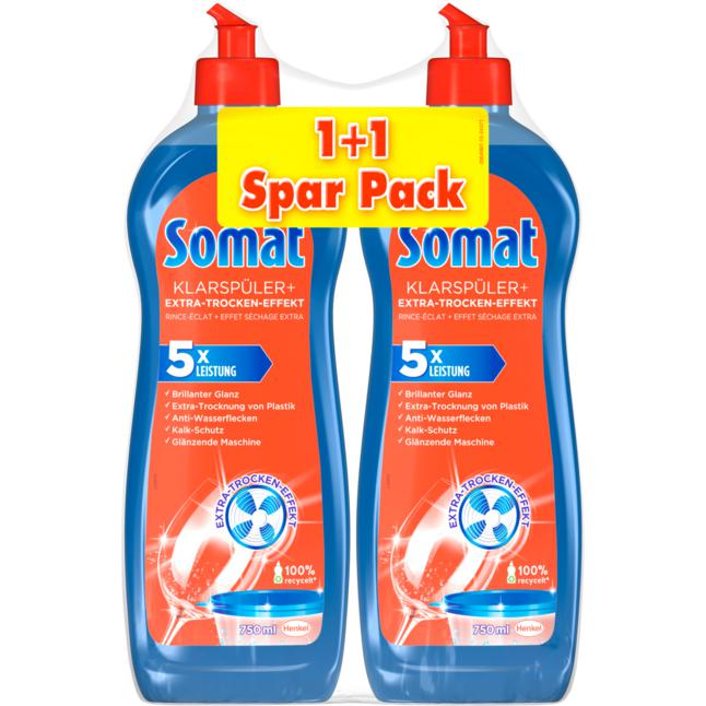 Combo 2 chai nước rửa và làm bóng ly - bát somat klarspũler+ Extra-Trocken-Effekt 750 ml - Đức