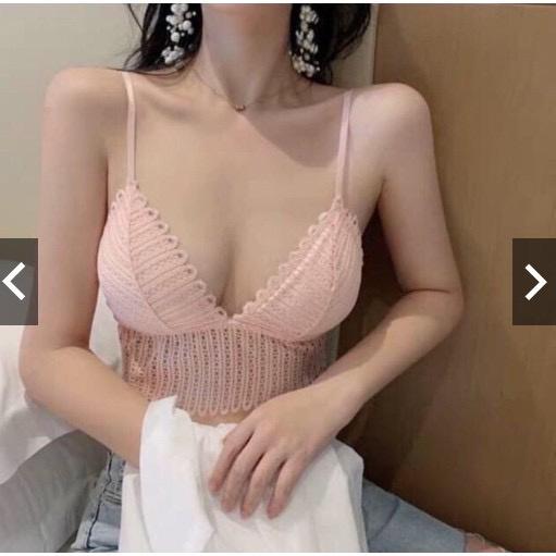 M76. Áo bra ren nữ, áo 2 dây kiểu nữ croptop có sẵn đệm ngực siêu hot trend
