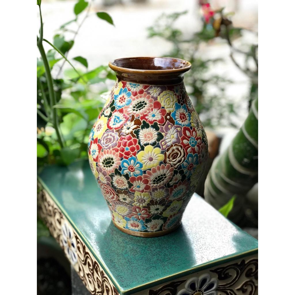 BÌNH BÁCH HOA 25CM GỐM SỨ NAM BỘ CẮM BÔNG TRANG TRÍ DECOR
