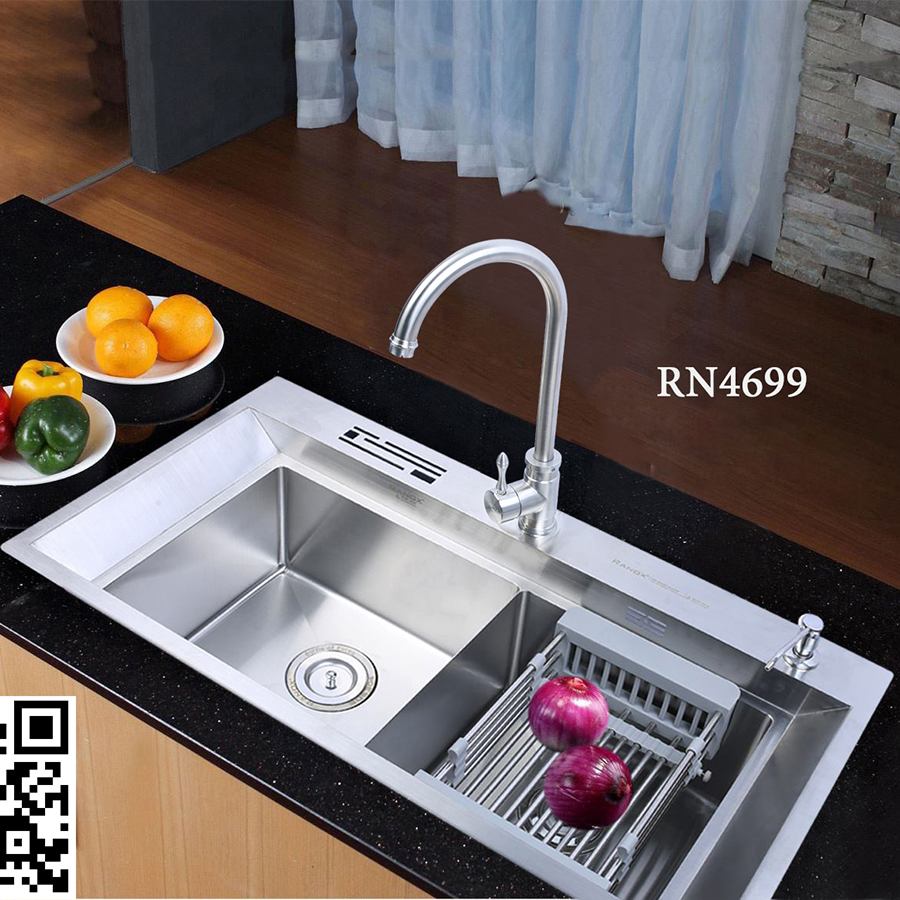 Combo chậu rửa bát vòi rửa bát nóng lạnh RANOX RN4699