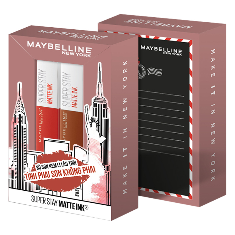 Bộ Đôi Son Kem Lì Lâu Trôi Maybelline New York Super Stay Matte Ink x Hiền Hồ