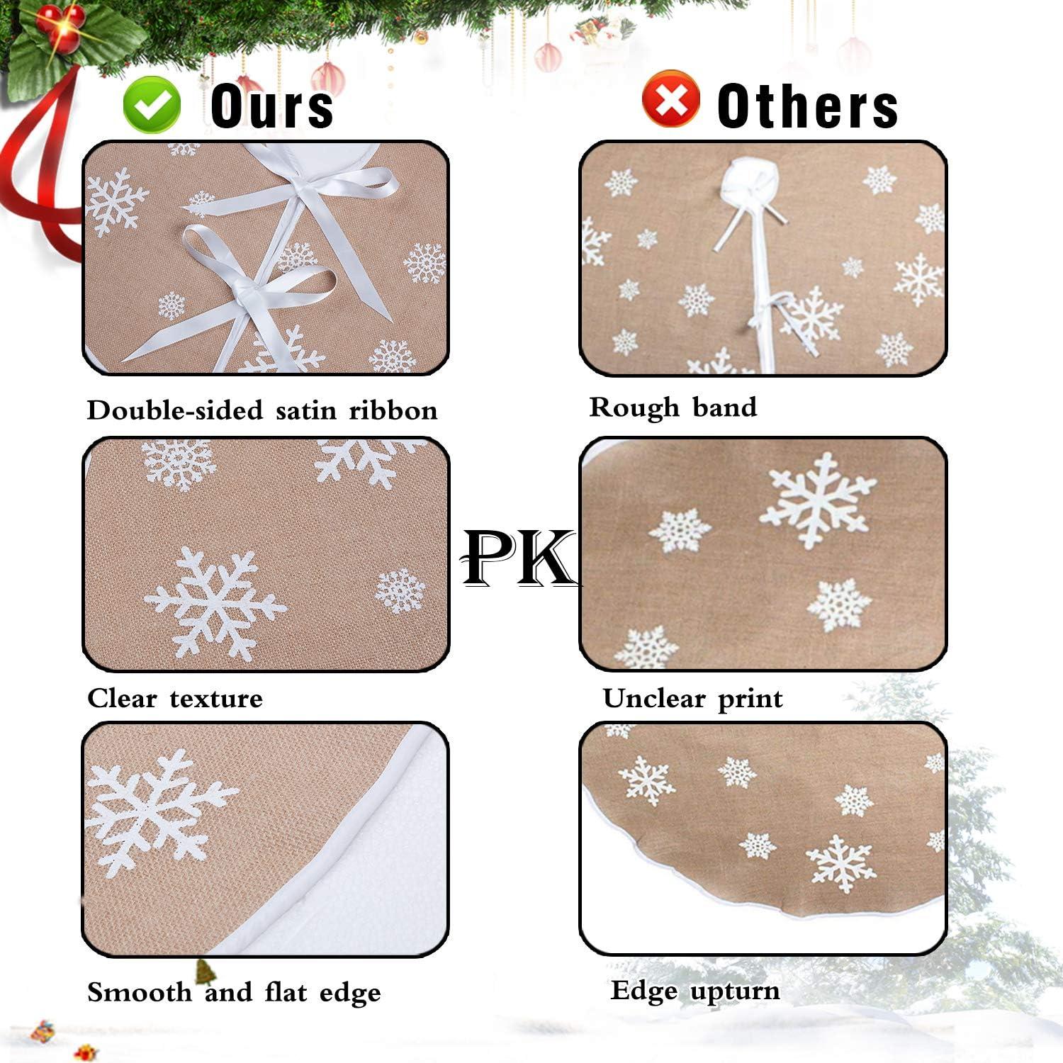 Cây Giáng sinh Váy Cây Giáng sinh Hideout Thảm trong Canvas Đay với những bông tuyết trắng Tree Cây Giáng sinh Trang trí đồ trang trí Giáng sinh