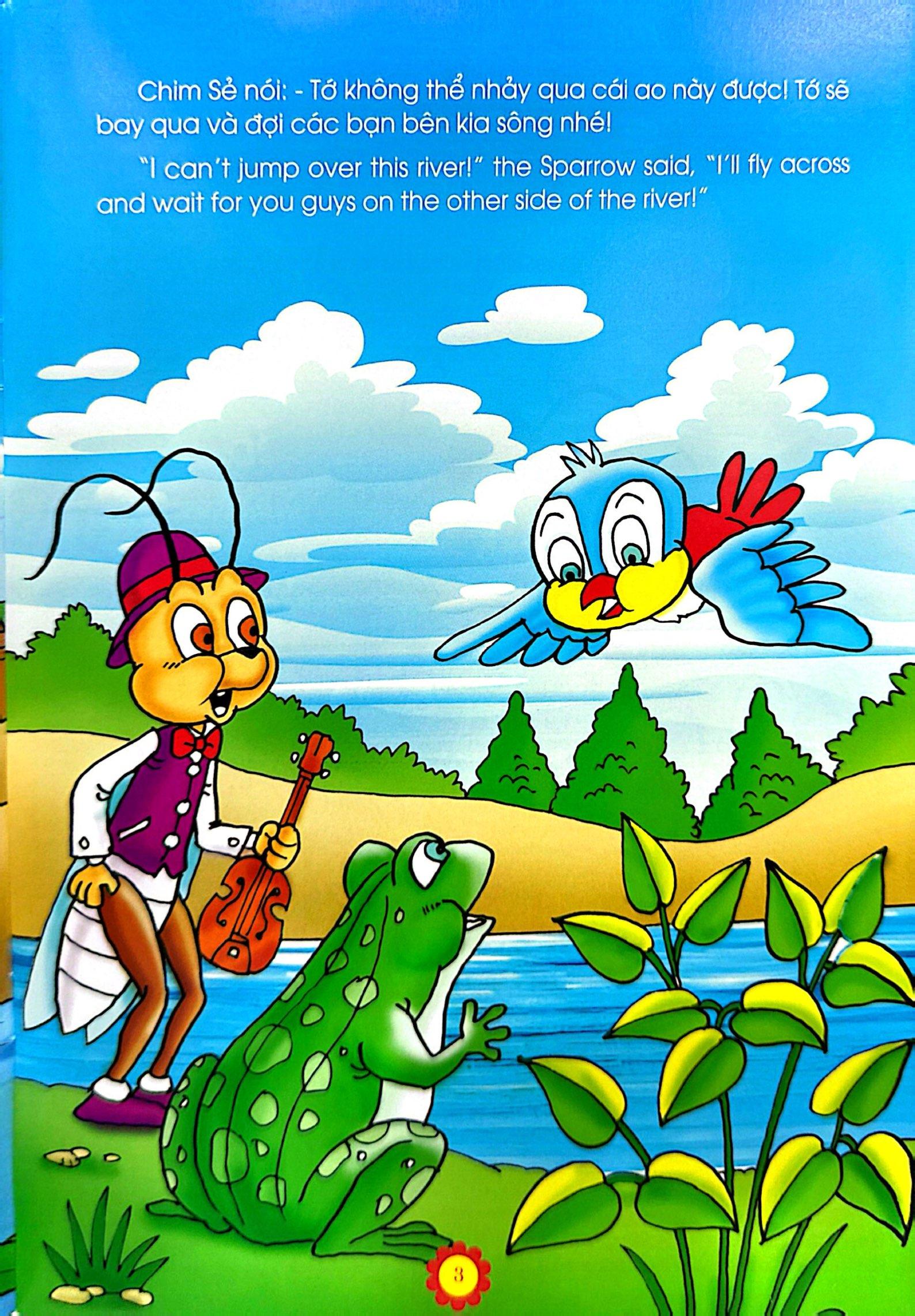 Sách - Truyện Kể Tuổi Thần Tiên - Song Ngữ Anh Việt - Chim Sẻ, Ếch Và Cào Cào