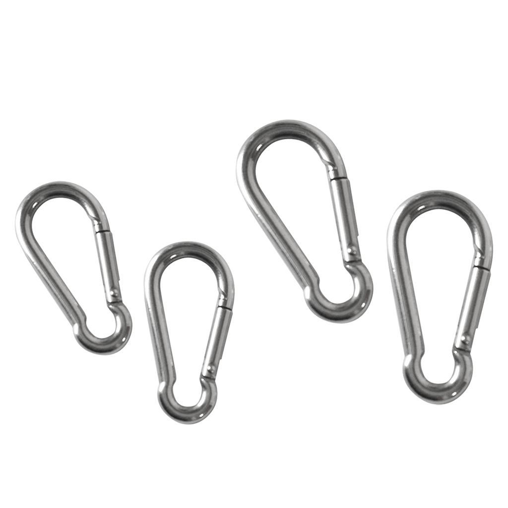 4 Pieces Stainless Steel Carabiner Clip Snap Spring Fast Hook Buckle M4 M5