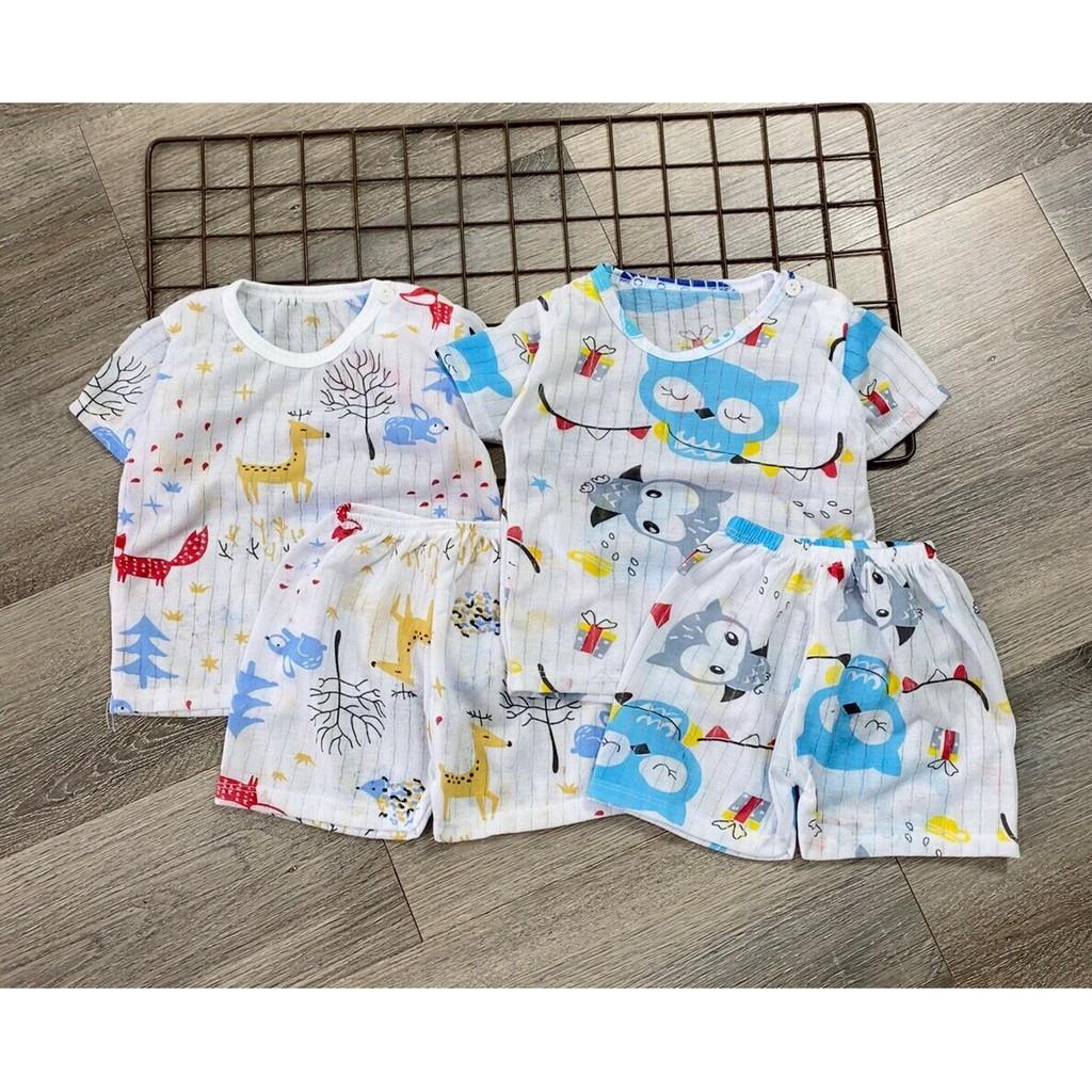 Đồ Bộ Mặc Nhà Cộc Tay Cho Bé Trai Bé Gái Chất Cotton Giấy Mềm Mát - Quần Áo Trẻ Em Cho Bé Sơ Sinh 3-14kg