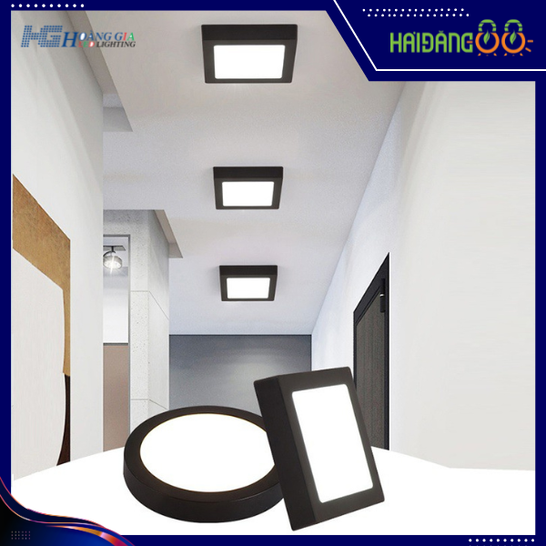 Đèn Led ốp nổi viền đen HG 24w vuông ánh sáng trắng/vàng