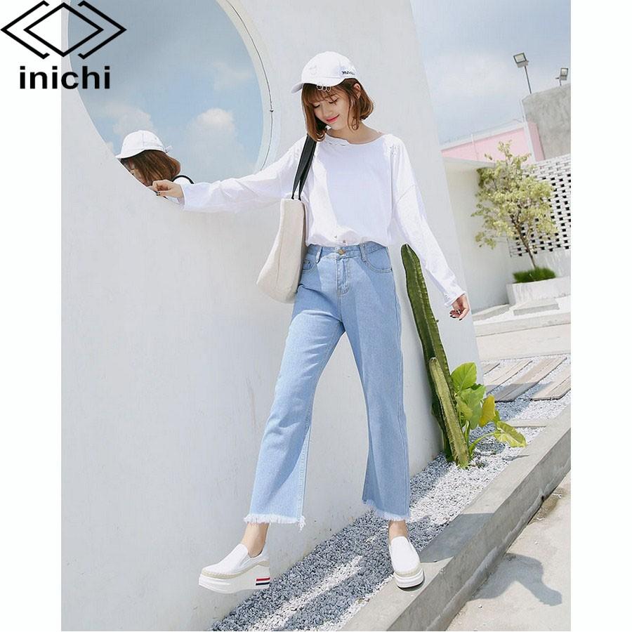 Quần jean nữ INICHI Q714 xanh trơn chất đẹp