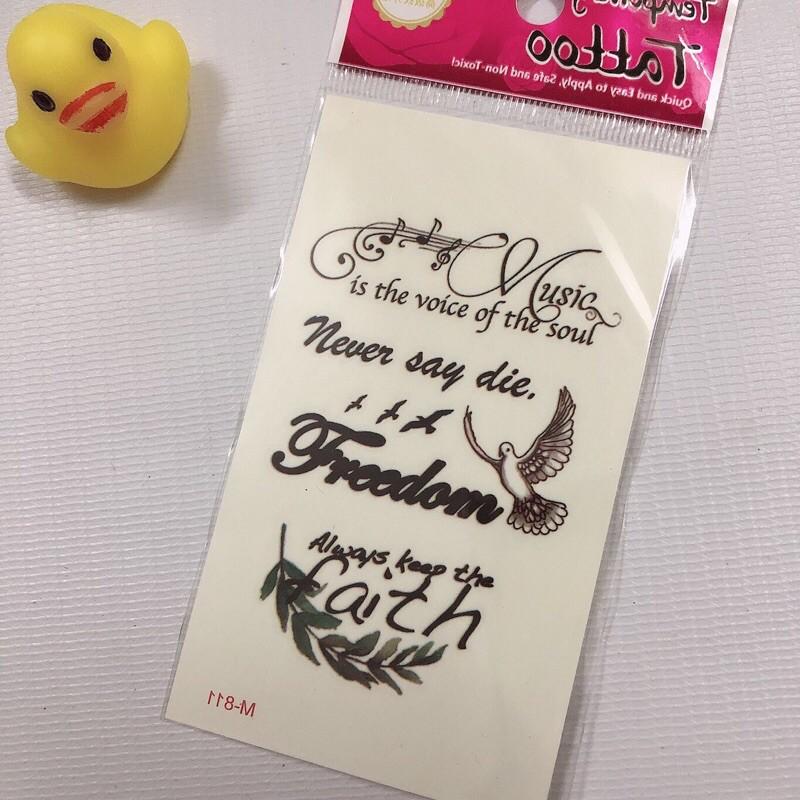 Hình xăm dán chữ lông vũ 10x6cm
