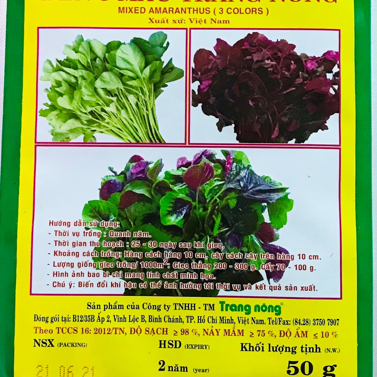 Hạt Giống Rau Dền 3 Màu TN Gói 50gr