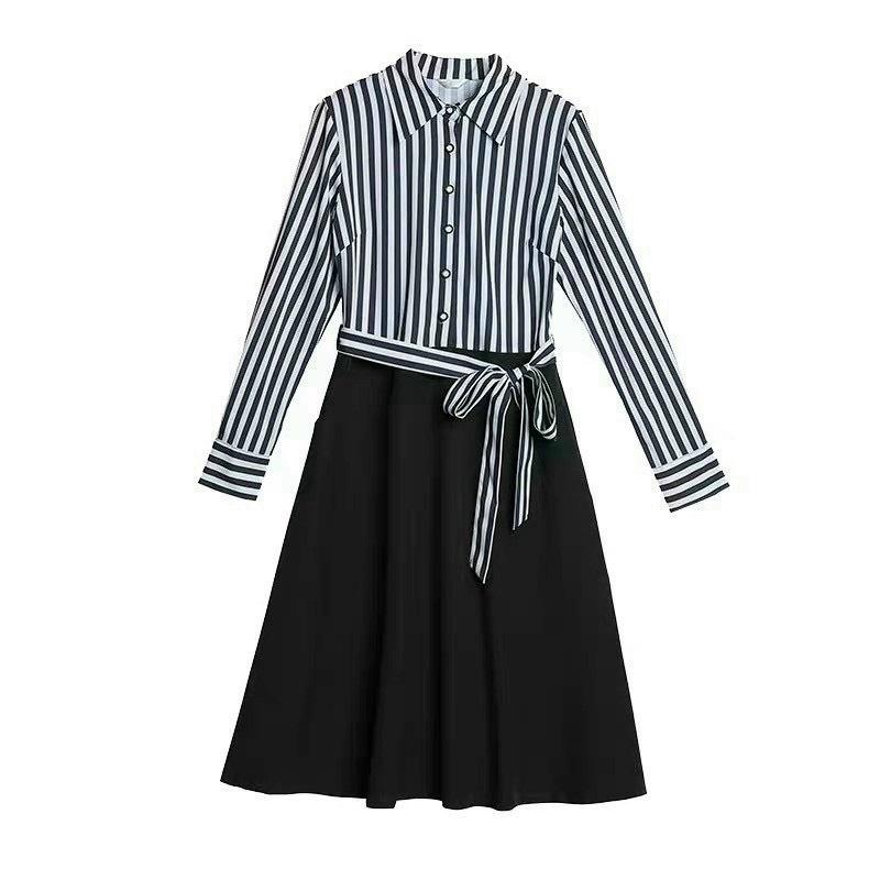 Đầm xoè kẻ sọc công sở sang chảnh siêu đẹp thời trang siêu hot cho các chị em