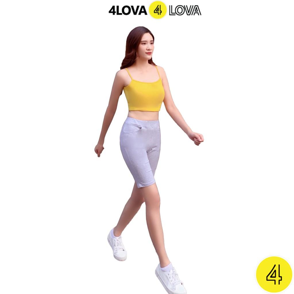 Áo croptop hai dây dáng ôm 4LOVA vải cotton mịn co giãn thoáng mát (không đệm)