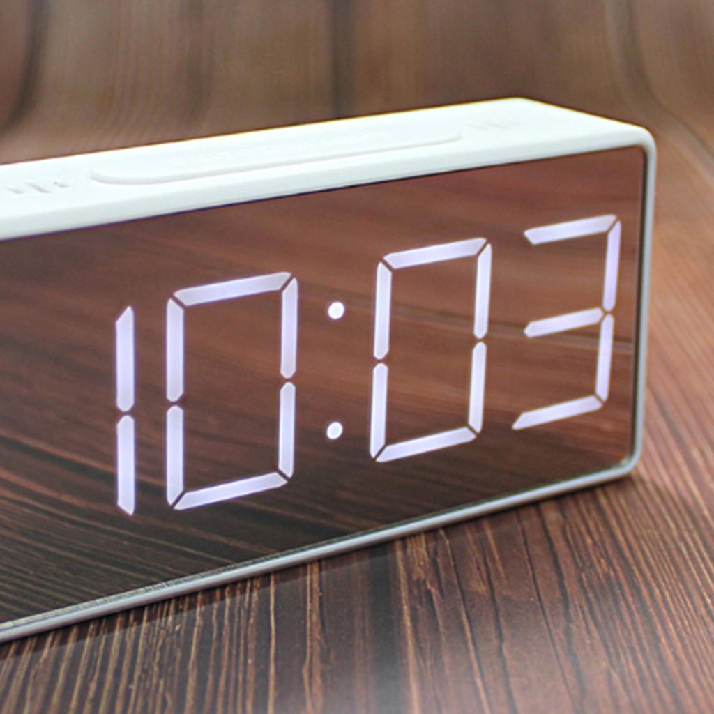 Digital Electric Clocks Student Alarm Clock Mirror Alarm Clock Bedside White
