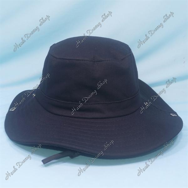Nón tai bèo nam trơn không thêu, không logo loại xịn có lớp lót phía trong vành rộng 8 cm - Đen