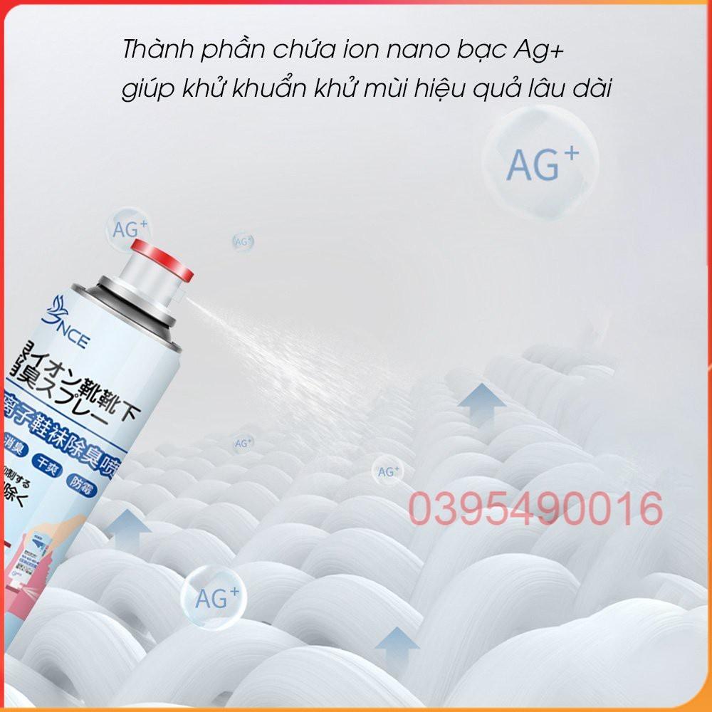 Xịt khử mùi giày dép nano bạc, loại bỏ mùi hôi, vi khuẩn trong giày, mũ bảo hiểm, không gây kích ứng da, dung tích 260ml