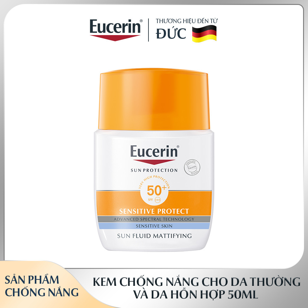 Kem chống nắng cho da nhạy cảm Eucerin Sun Fluid Mattifying SPF50+ 50ml