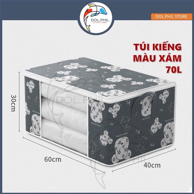 Túi đựng chăn màn quần áo cỡ lớn có nắp dây kéo 2 chiều in họa tiết đẹp sắc nét không phai màu hình gấu Brick