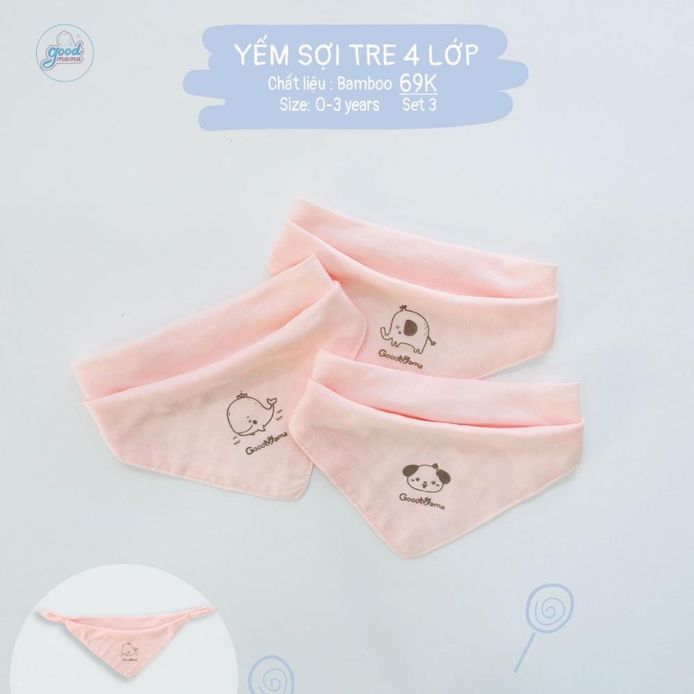 SET 3 khăn yếm sợi tre 4 lớp Goodmama