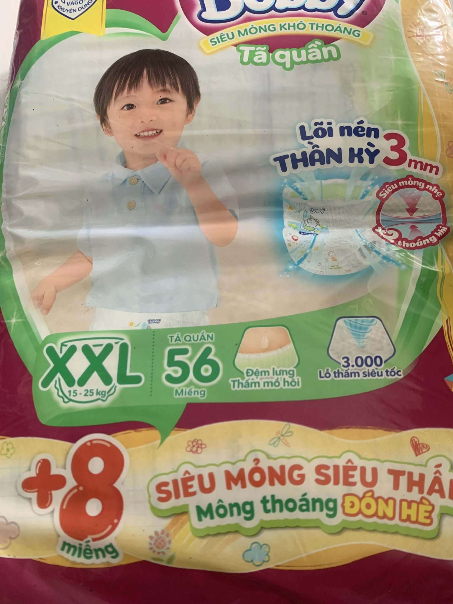 Tã quần Bobby XXL56 Tặng thêm 8 miếng - Date luôn mới