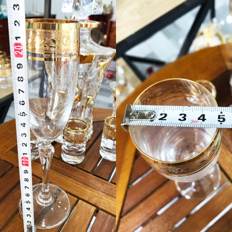 Bộ ly Champagne 160ml mạ vàng 24k viền ly