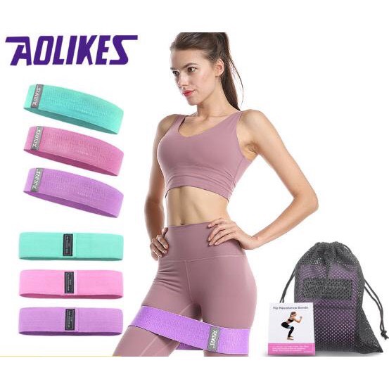 Bộ 3 dây kháng lực tập cơ mông đùi chân Hip Resistance bands Aolikes(Tặng túi và sách hướng dẫn)