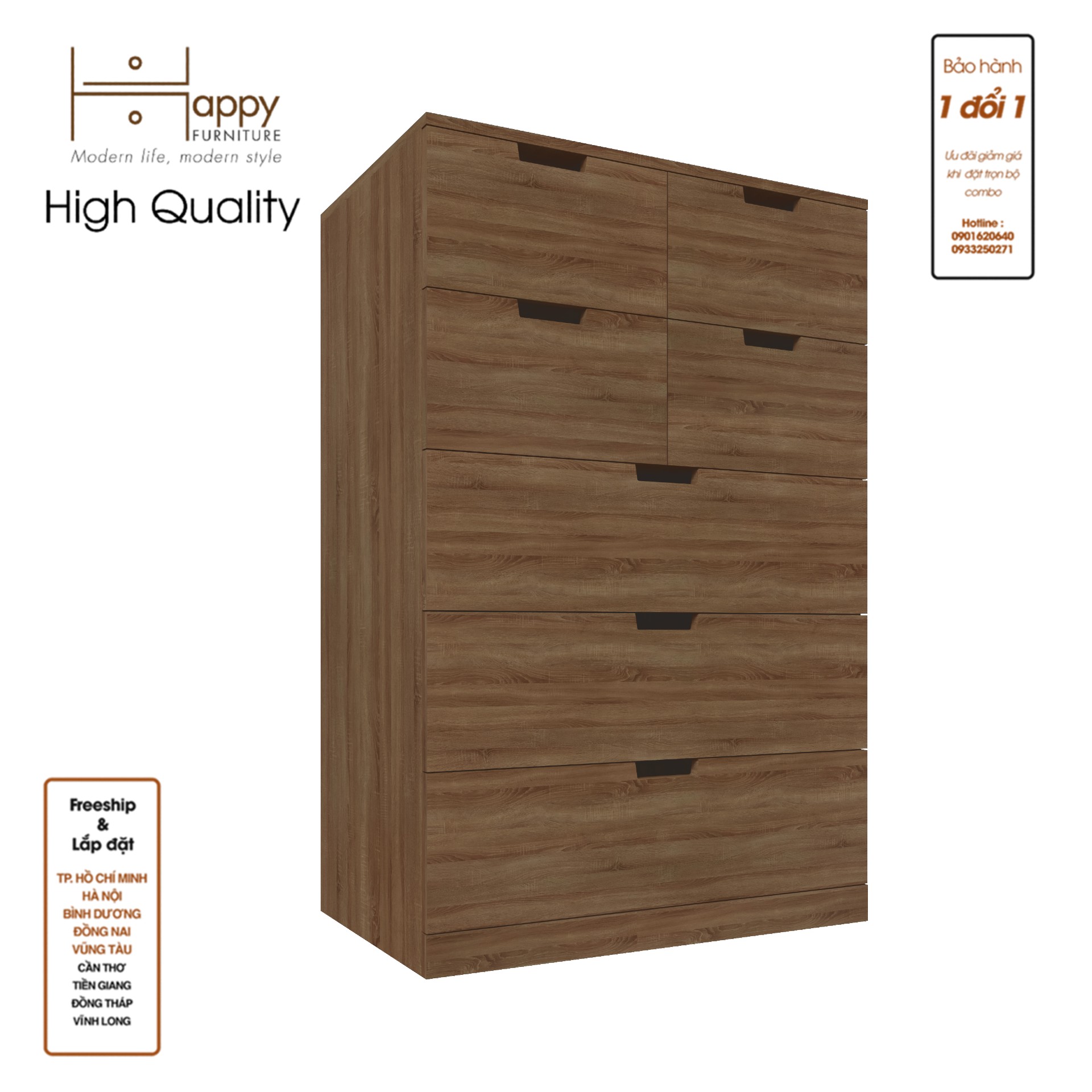 [Happy Home Furniture] SCANDINA, Tủ đựng đồ 7 ngăn kéo, 80cm x 47cm x 120cm ( DxRxC), THK_100