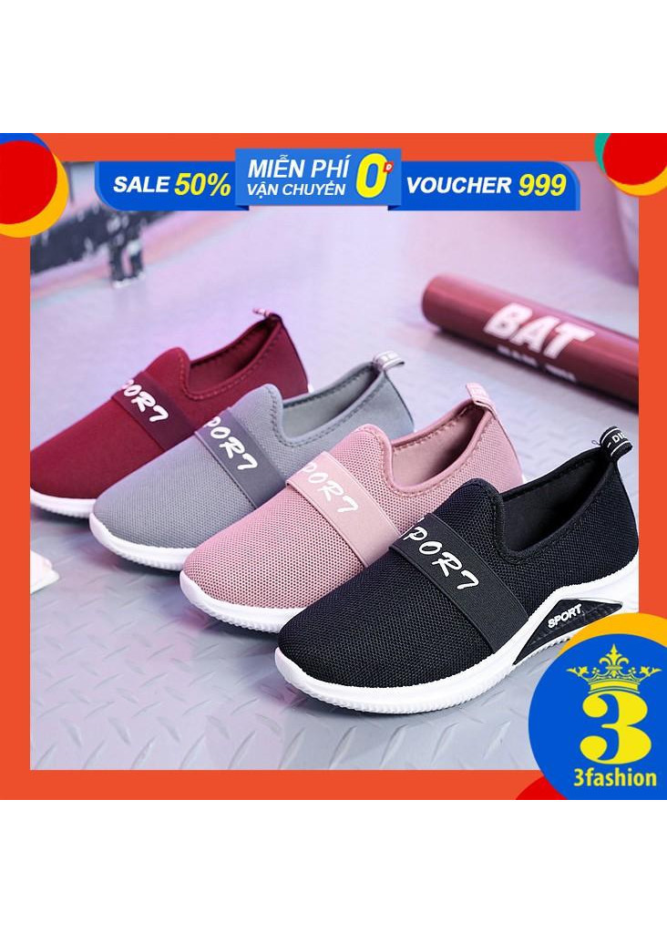 Giày Lười Nữ 3Fashion Dáng Thể Thao Vải Cao Cấp Nhẹ Êm - 3212