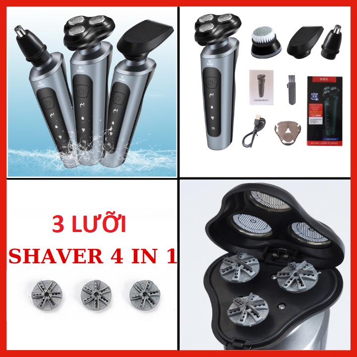 Máy Cạo Râu 9D Shaver 4in1 Kèm 6 Phụ Kiện Cao Cấp