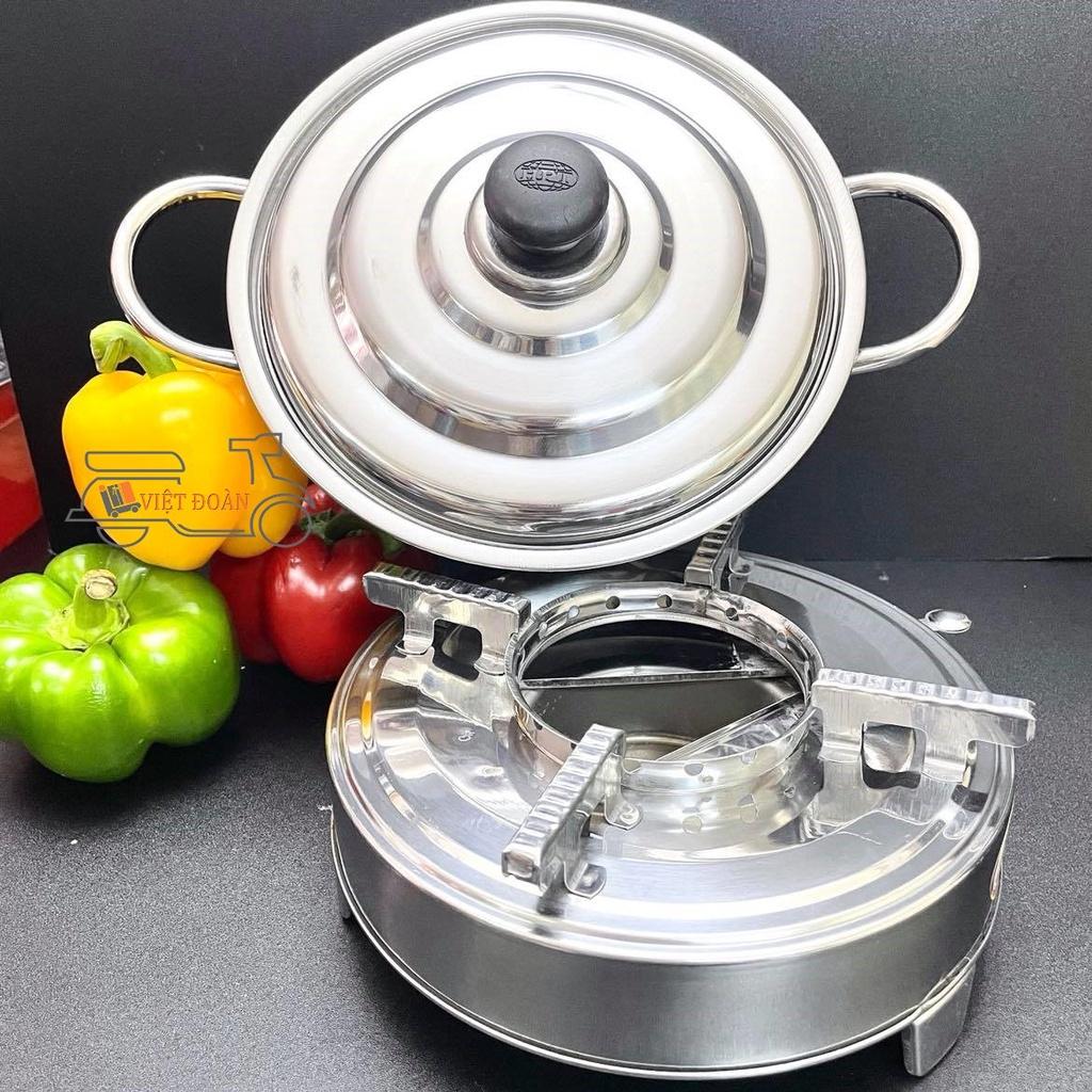 Bộ Bếp Cồn INOX / Nồi Lẩu Chất liệu INOX dày. Combo bộ bếp cồn nồi lẩu chuyên cho quán ăn nhà hàng và gia đình. Đồ Gia Dụng nhà bếp pha chế làm bánh nguyên liệu