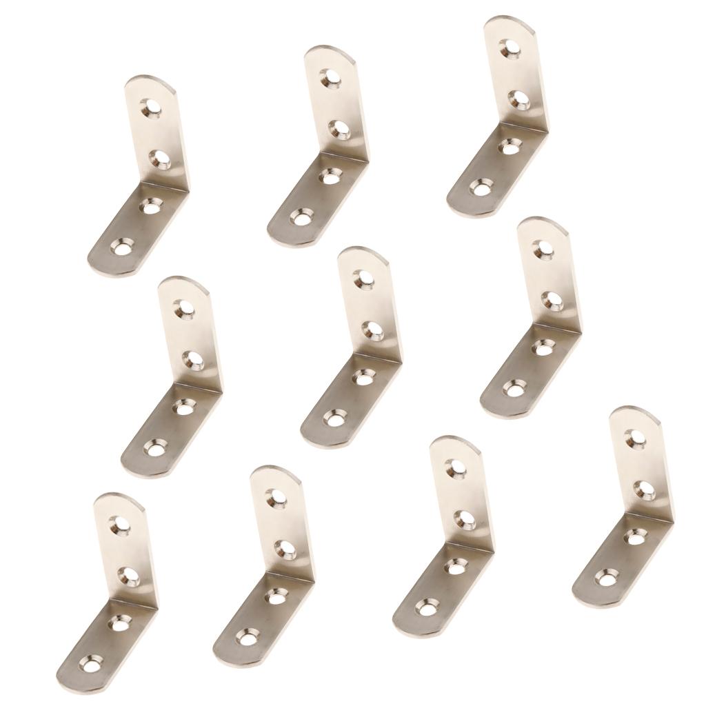 10pcs Corner Brace L Bracket Corner Bracket , Right Angle Brace Brackets Fastener, Stainless Steel, 20/25/30/40/50/65/85/100/125mm