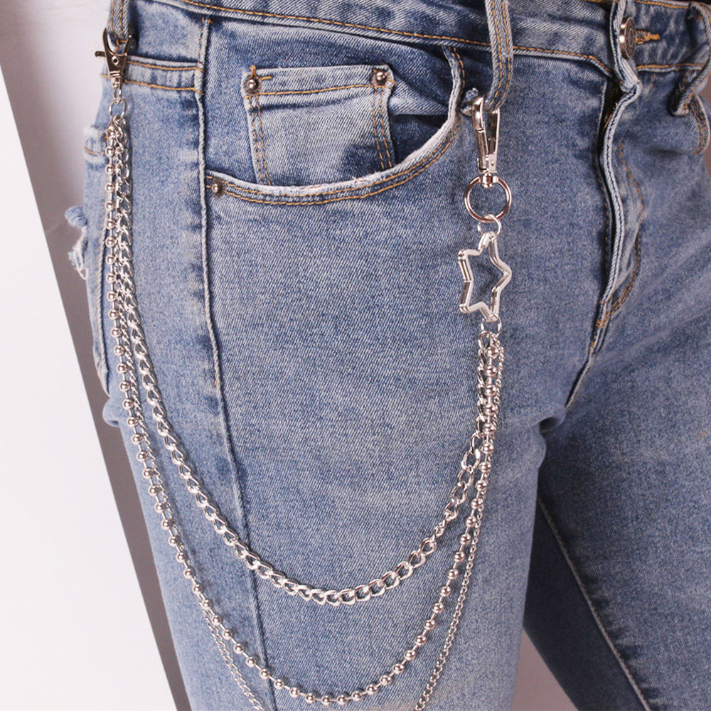 Chuỗi thắt lưng punk hip-hop  ngôi sao 5 cánh belt chain for man and woman